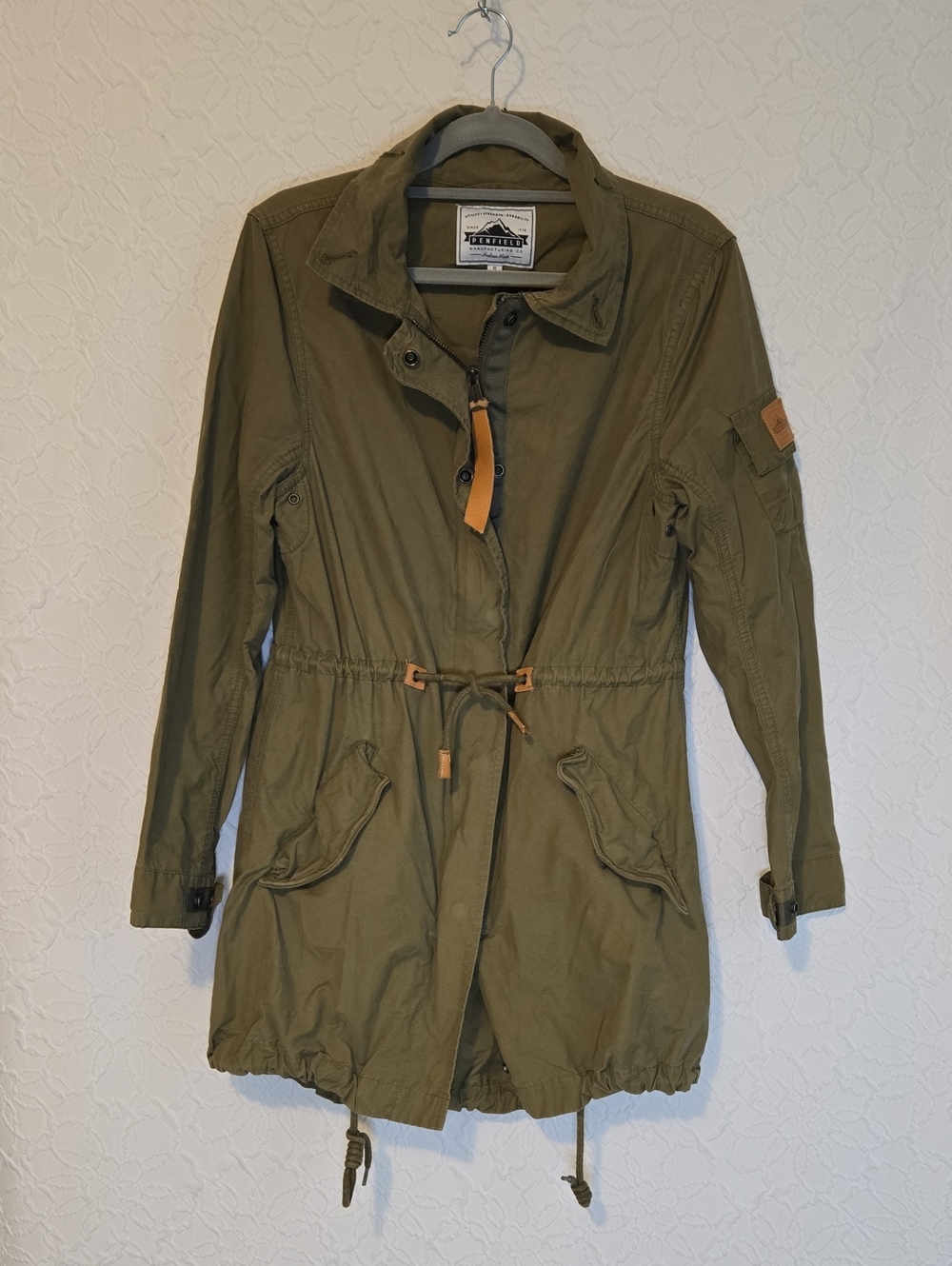 Penfield Green Khaki Fall Jacket With Cinch Waist